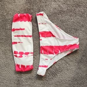 Pink and‎ White Bikini Set